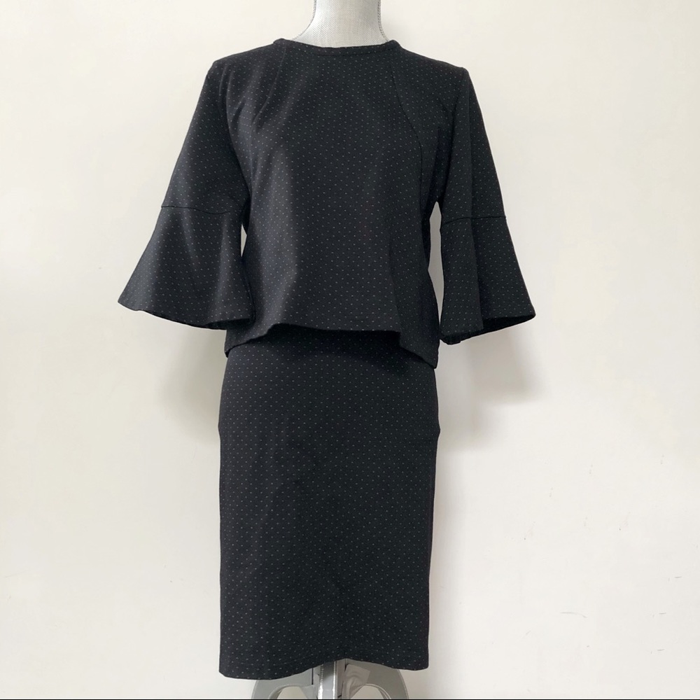 Allison Wonderland black patterned matching skirt set vintage workwear